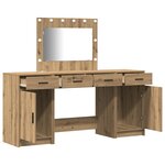 vidaXL Set de Table de Maquillage en 3 Pièces avec LED  Chêne Artisan  Bois d'ingénierie