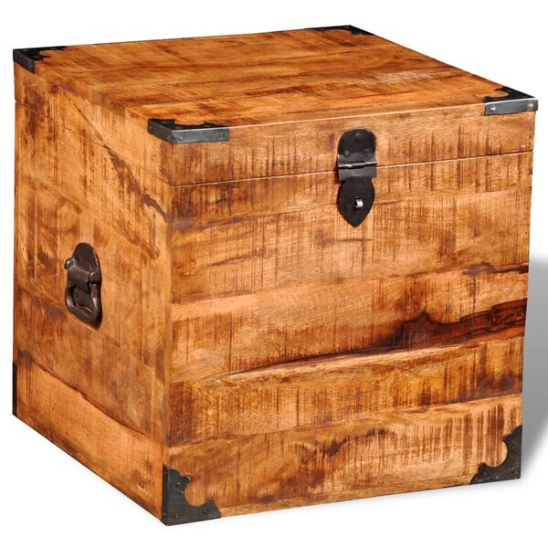 vidaXL Coffre de rangement cubique Bois de manguier brut