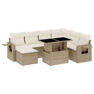 vidaXL Salon de jardin avec coussins 8 Pièces beige résine tressée