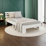 Lit en Bois 90x200 cm Blanc avec Matelas