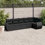 vidaXL Salon de jardin 6 Pièces avec coussins noir résine tressée