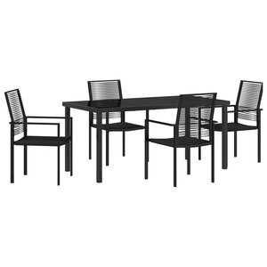 vidaXL Ensemble de 5 pièces de mobilier de jardin Noir PVC tressé