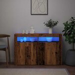 vidaXL Buffet et lumières LED vieux bois 115 5x30x75cm bois ingénierie