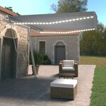 vidaXL Auvent automatique capteur de vent/LED 400x350 cm Bleu et blanc