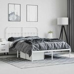 vidaXL Cadre de lit métal sans matelas et tête de lit blanc 135x190 cm