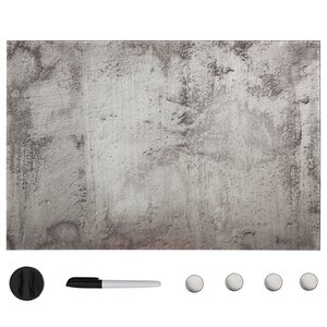 Tableau magnétique panneau écriture école maison bureau mural verre 50 x 30 cm gris 02_0045503