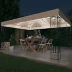 vidaXL Tonnelle avec guirlande lumineuse à LED 3x4 m Crème Tissu