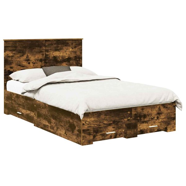 vidaXL Cadre de lit Chêne fumé 120 x 200 cm Bois d'ingénierie