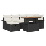 Ensemble de Canapés de Jardin vidaXL 7 pièces avec Coussins Rattan Poly Noir