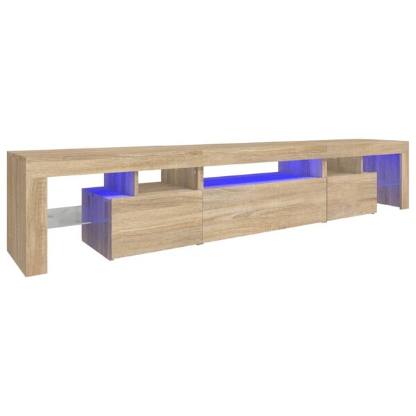vidaXL Meuble TV avec lumières LED Chêne sonoma 215x36 5x40 cm