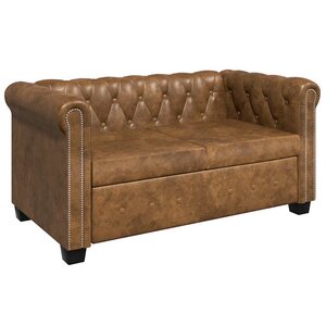 vidaXL Canapé Chesterfield 2 places cuir artificiel marron