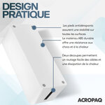 ACROPAQ 3 Boite cache cable- 3 Boite rangement cable 3 en 1- 3 tailles (S  M  L)- cache multiprise- ABS- Blanc