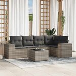 vidaXL Salon de jardin 6 Pièces avec coussins gris clair résine tressée