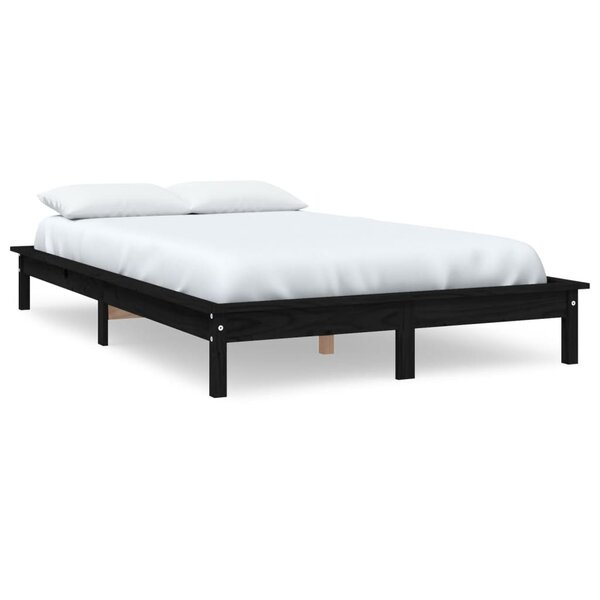 vidaXL Cadre de lit noir 120x190 cm petit double bois massif de pin