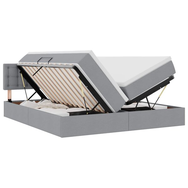 vidaXL Lit de Rangement Gris clair 200 x 200 cm Cuir synthétique