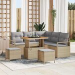 vidaXL Ensemble de canapé de jardin 8 Pièces Beige Poly rotin