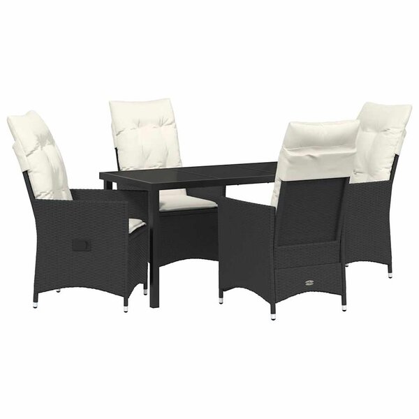 vidaXL Ensemble de salle à manger pour jardin 5 Pièces Noir Poly rotin