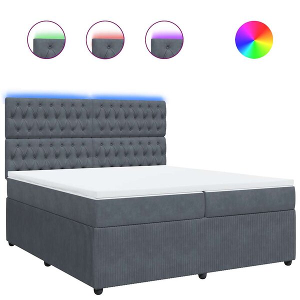 vidaXL Sommier à lattes de lit et matelas Gris foncé 200x200cm Velours