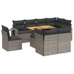 vidaXL Salon de jardin 9 Pièces avec coussins gris résine tressée
