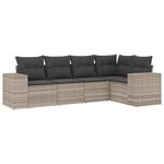 vidaXL Salon de jardin 5 Pièces avec coussins gris clair résine tressée