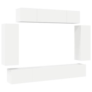 vidaXL Ensemble de meuble TV 6 Pièces Blanc Bois d'ingénierie