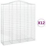 vidaXL Paniers à gabions arqués 12 Pièces 200x50x220/240 cm Fer galvanisé