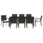 vidaXL Ensemble de salle à manger pour jardin 9 Pièces Noir polyrotin
