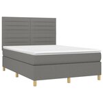 vidaXL Sommier à lattes de lit et matelas et LED Gris foncé 140x190 cm
