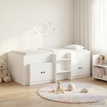 vidaXL Cadre de lit en loft avec armoire 3 Pièces Blanc Bois d'ingénierie