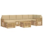 vidaXL Ensemble de canapés d'extérieur 7 pc Blanc et Beige Polyester