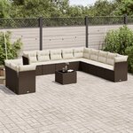 vidaXL Salon de jardin avec coussins 12 Pièces marron résine tressée