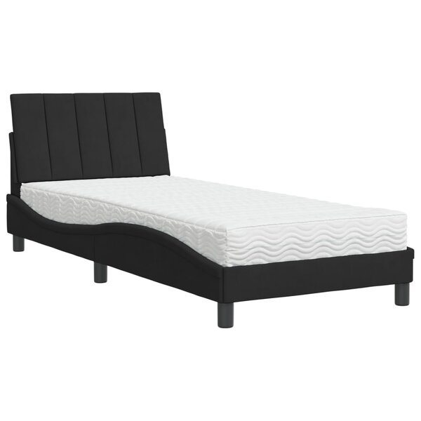 vidaXL Lit avec matelas Hanko noir 80x200 cm velours