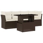vidaXL Salon de jardin avec coussins 5 Pièces marron résine tressée