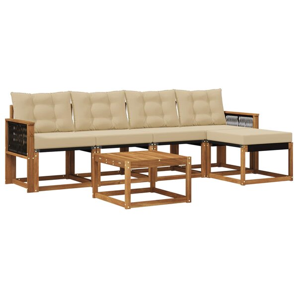 vidaXL Ensemble de canapés d'extérieur 6 pc Naturel et Beige