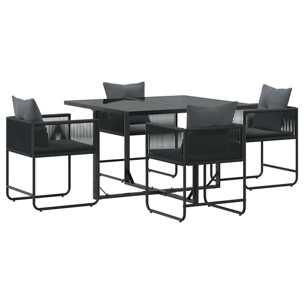 vidaXL Ensemble de salle à manger pour jardin 5 Pièces Noir Acier