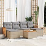vidaXL Salon de jardin avec coussins 7 Pièces beige résine tressée