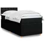 vidaXL Sommier à lattes de lit avec matelas Noir 90x190 cm Tissu