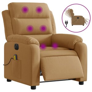 vidaXL Fauteuil inclinable de massage électrique marron velours