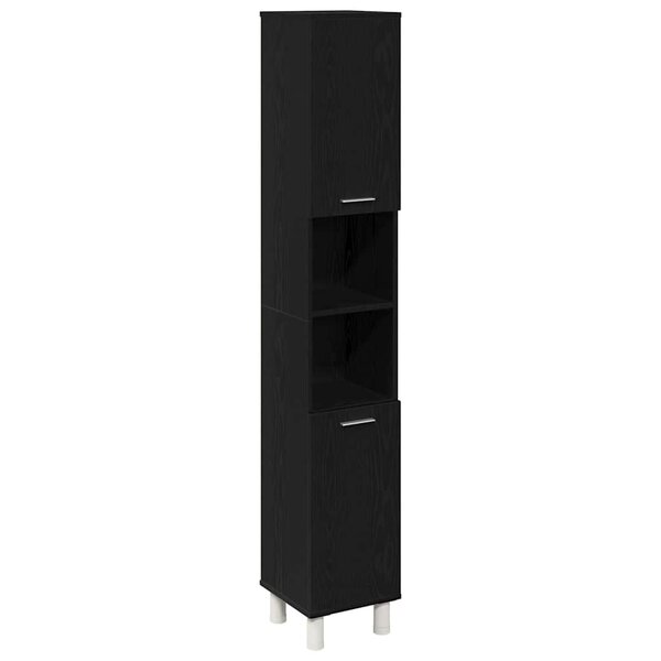 Armoire de salle de bain vidaXL Noir Chêne 30x30x179 cm en bois d'ingénierie