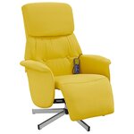 vidaXL Fauteuil inclinable de massage repose-pieds jaune clair tissu