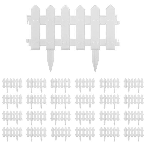 vidaXL Bordures de pelouse 25 Pièces Blanc 10 m PP