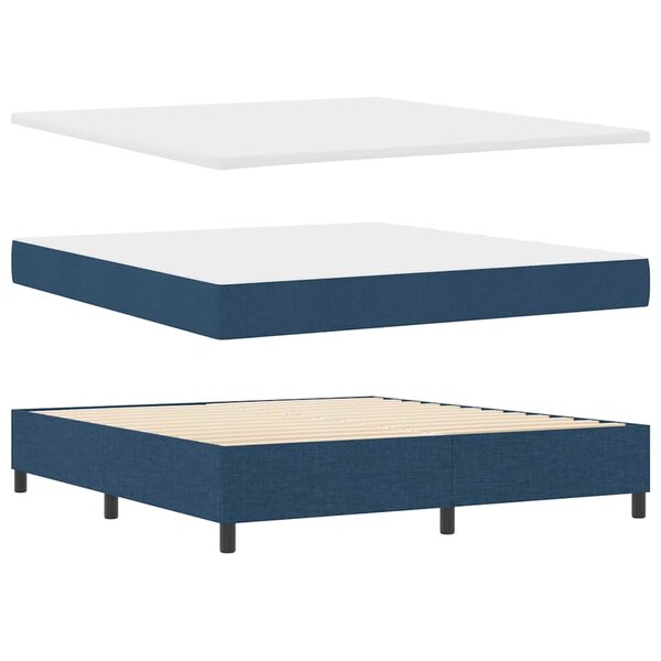 vidaXL Lit à ressorts avec matelas Bleu 180 x 200 cm tissu