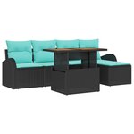 vidaXL Ensemble de canapé de jardin 6 Pièces Noir Poly rotin