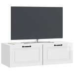 vidaXL Meuble TV mural Montage mural Blanc brillant 98 x 41 x 30 cm