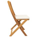 Chaises de jardin pliantes vidaXL avec coussin blanc 2Pièces en bois d'acacia solide