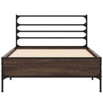 vidaXL Cadre de lit chêne marron 75x190 cm bois d'ingénierie et métal