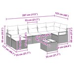 vidaXL Ensemble de canapés de jardin 8 pièces avec coussins en rattan synthétique brun