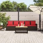 vidaXL Canapé de jardin avec coussins 5 places brun résine tressée