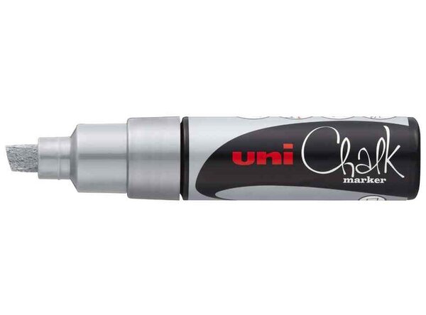 Marqueur craie pointe biseautée large PWE8K AR Argent UNI-BALL