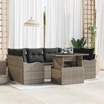 Canapé de jardin 7 pièces avec coussins Gris Rattan Poly